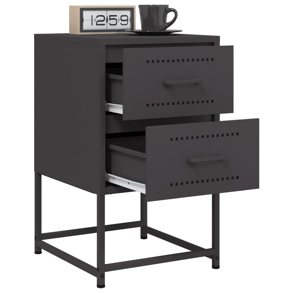 Tables de chevet 2 pcs. Noir 36x39x60,5 cm en acier