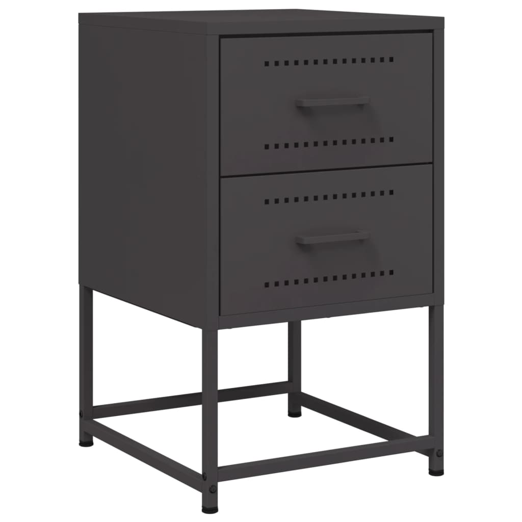 Tables de chevet 2 pcs. Noir 36x39x60,5 cm en acier