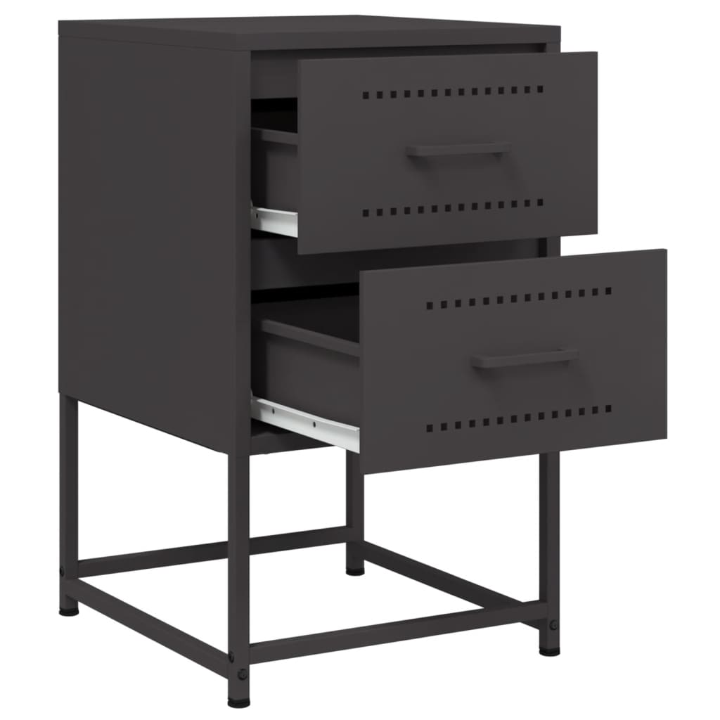 Tables de chevet 2 pcs. Noir 36x39x60,5 cm en acier