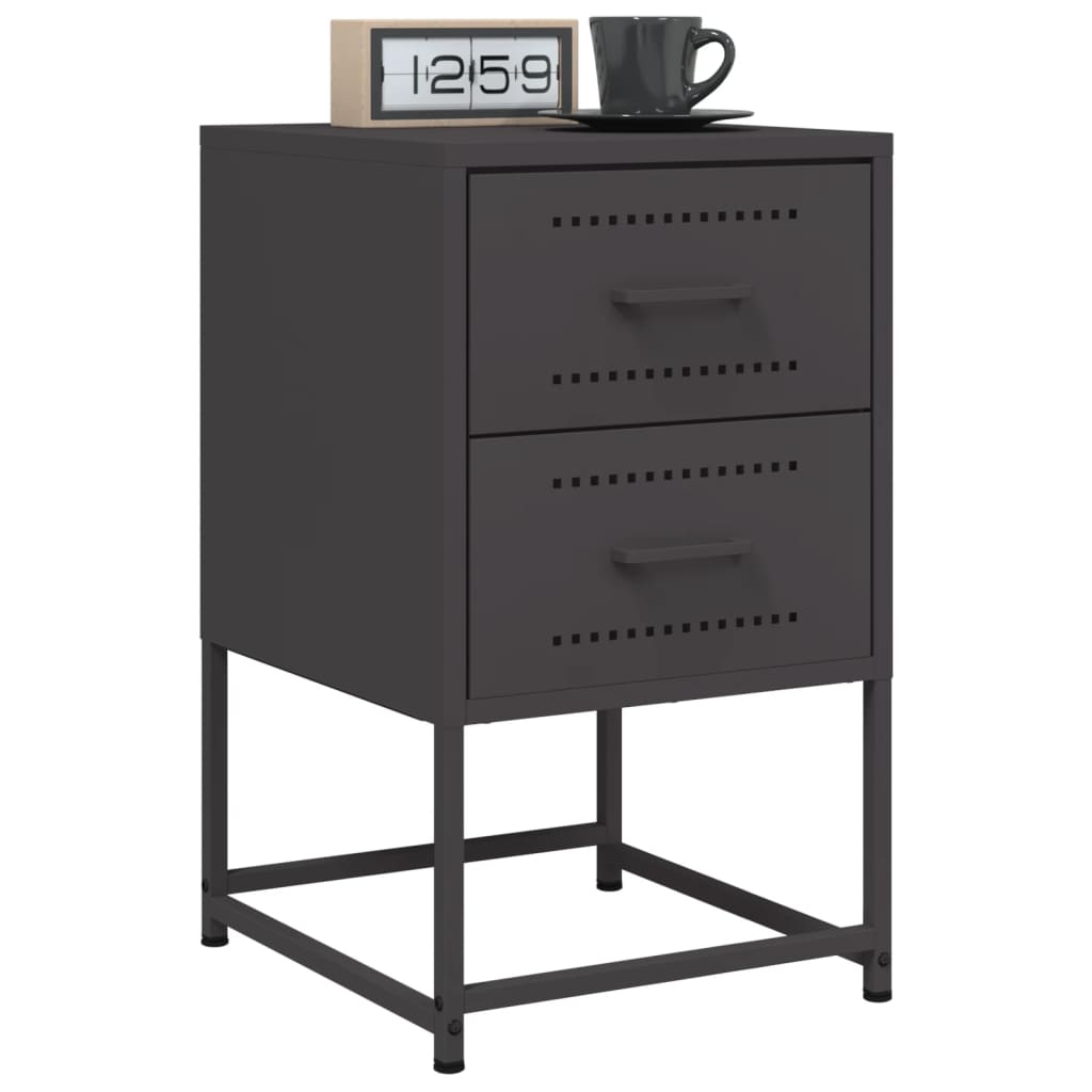 Tables de chevet 2 pcs. Noir 36x39x60,5 cm en acier