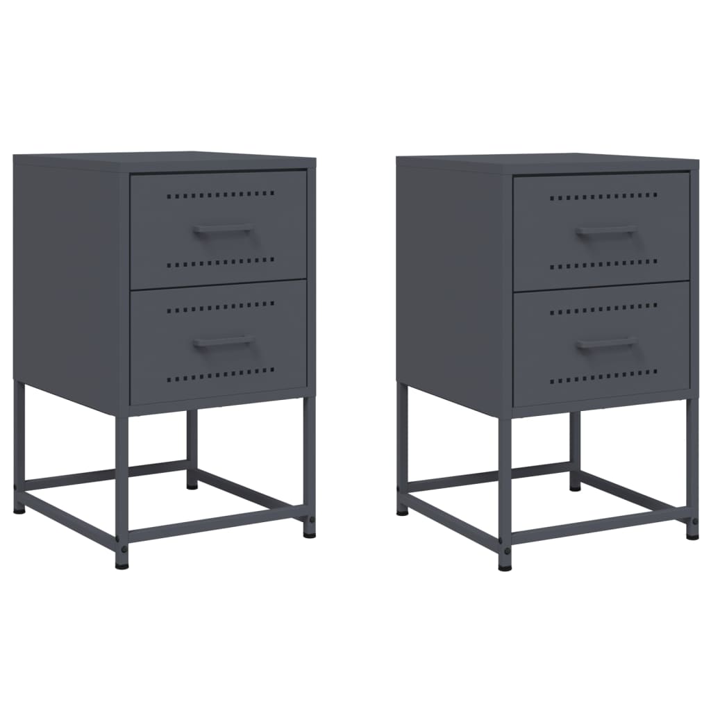 Bedside tables 2 pcs. Anthracite 36x39x60.5 cm steel