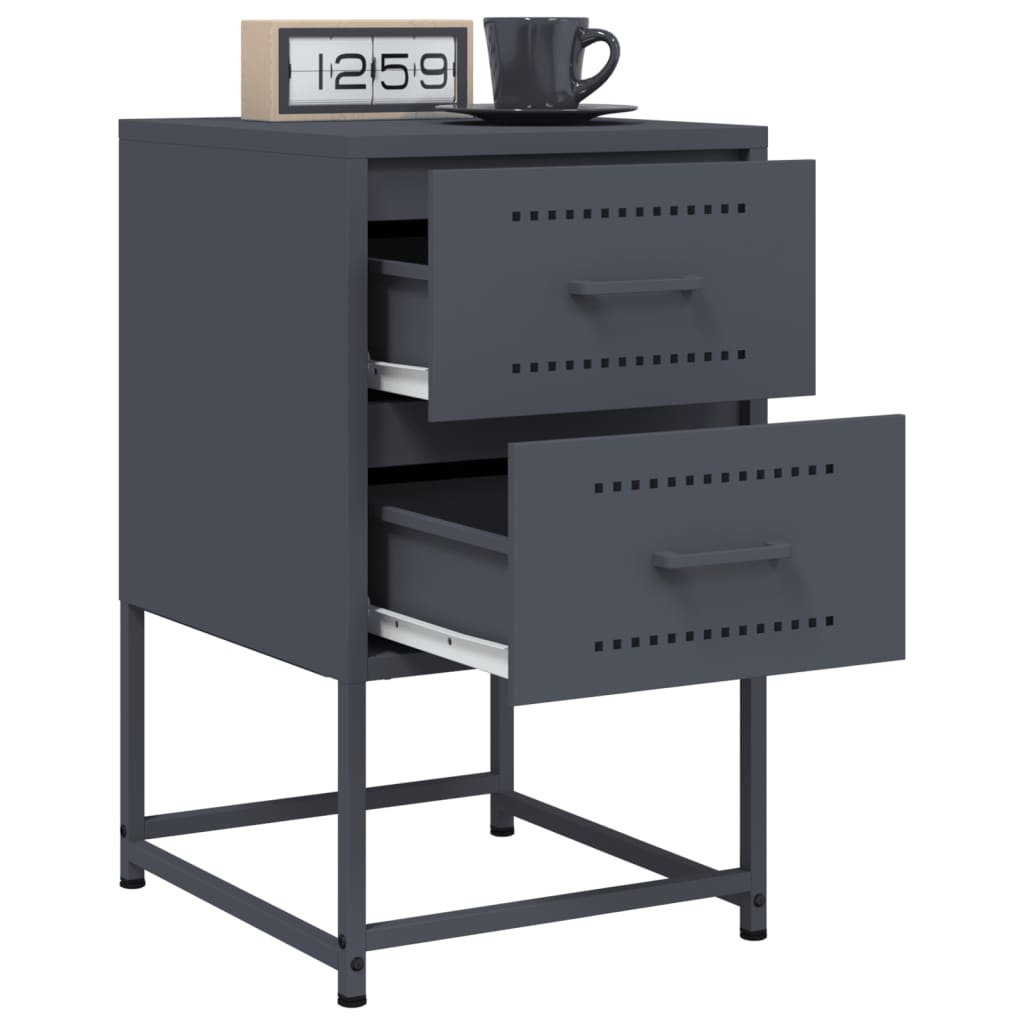 Bedside tables 2 pcs. Anthracite 36x39x60.5 cm steel