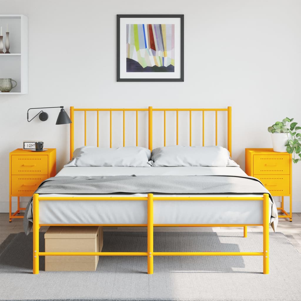 Tables de chevet 2 pcs. Jaune moutarde 36x39x60,5 cm en acier