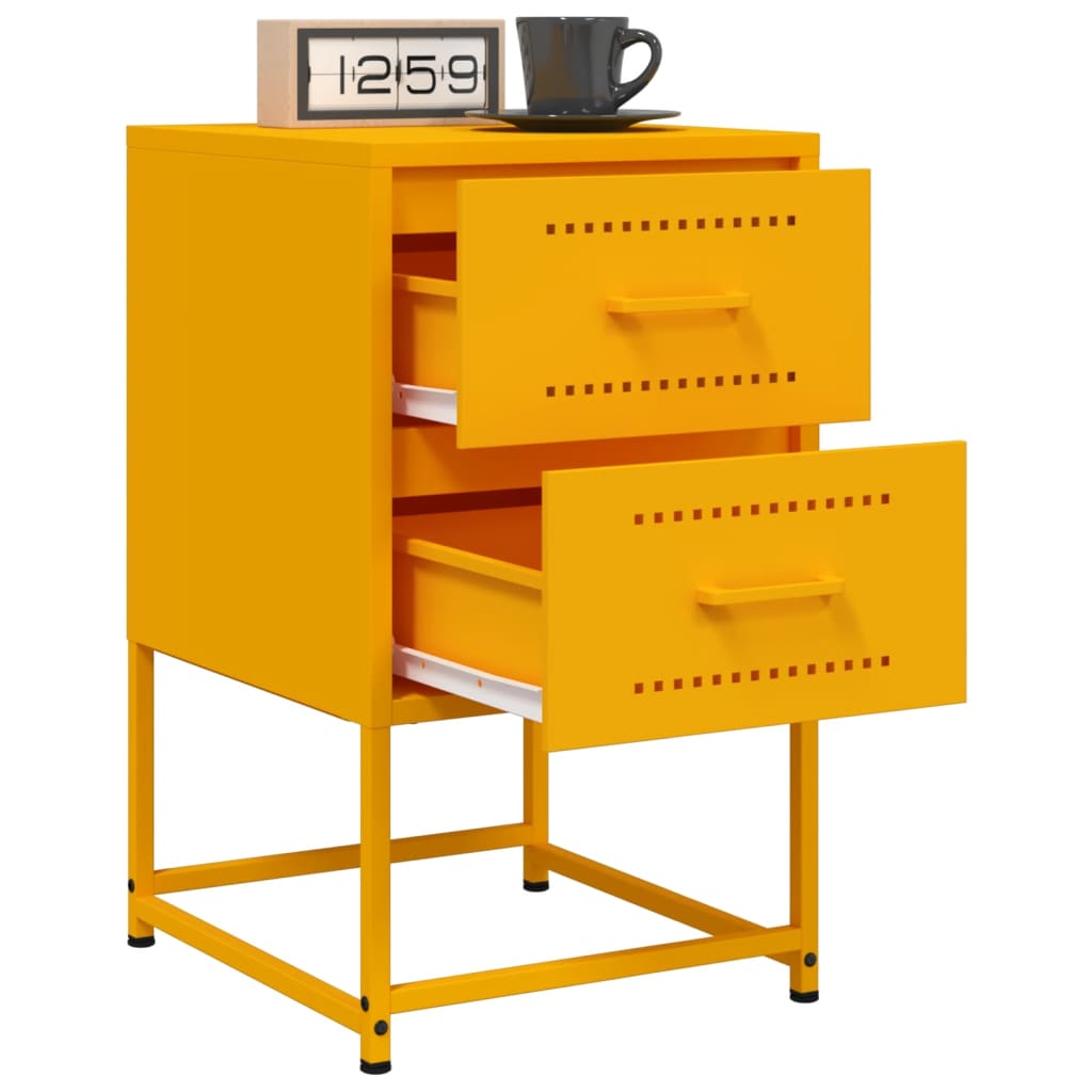 Tables de chevet 2 pcs. Jaune moutarde 36x39x60,5 cm en acier
