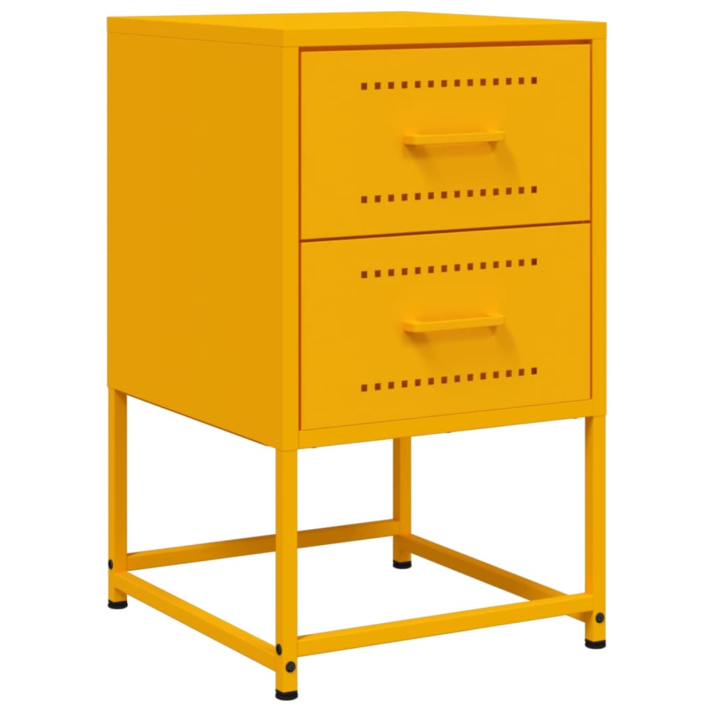 Tables de chevet 2 pcs. Jaune moutarde 36x39x60,5 cm en acier