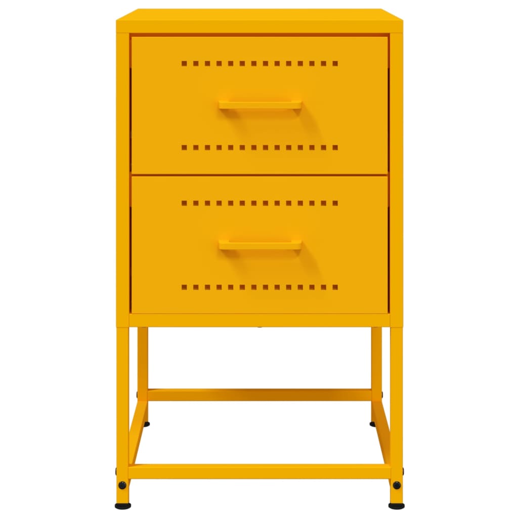 Tables de chevet 2 pcs. Jaune moutarde 36x39x60,5 cm en acier