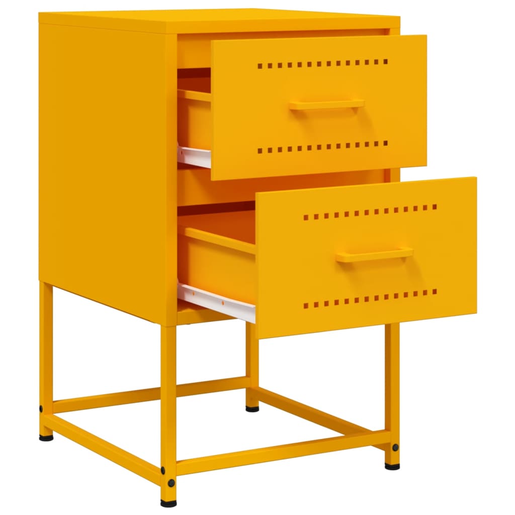 Tables de chevet 2 pcs. Jaune moutarde 36x39x60,5 cm en acier