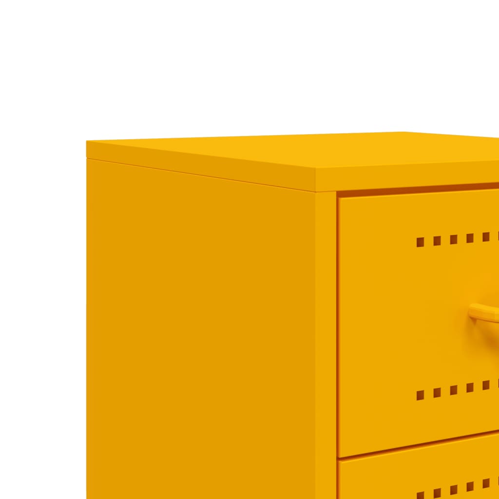 Tables de chevet 2 pcs. Jaune moutarde 36x39x60,5 cm en acier