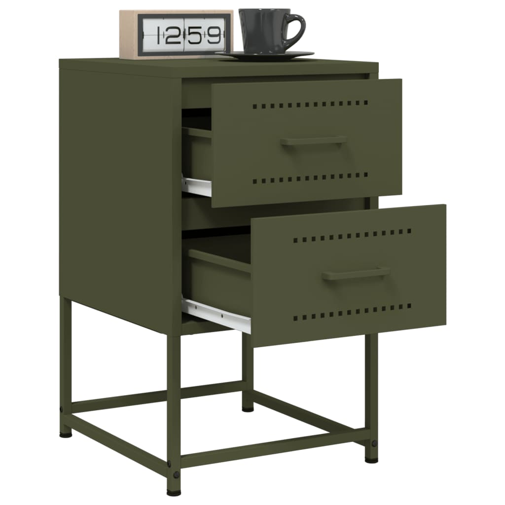Bedside tables 2 pcs. Olive green 36x39x60.5 cm steel