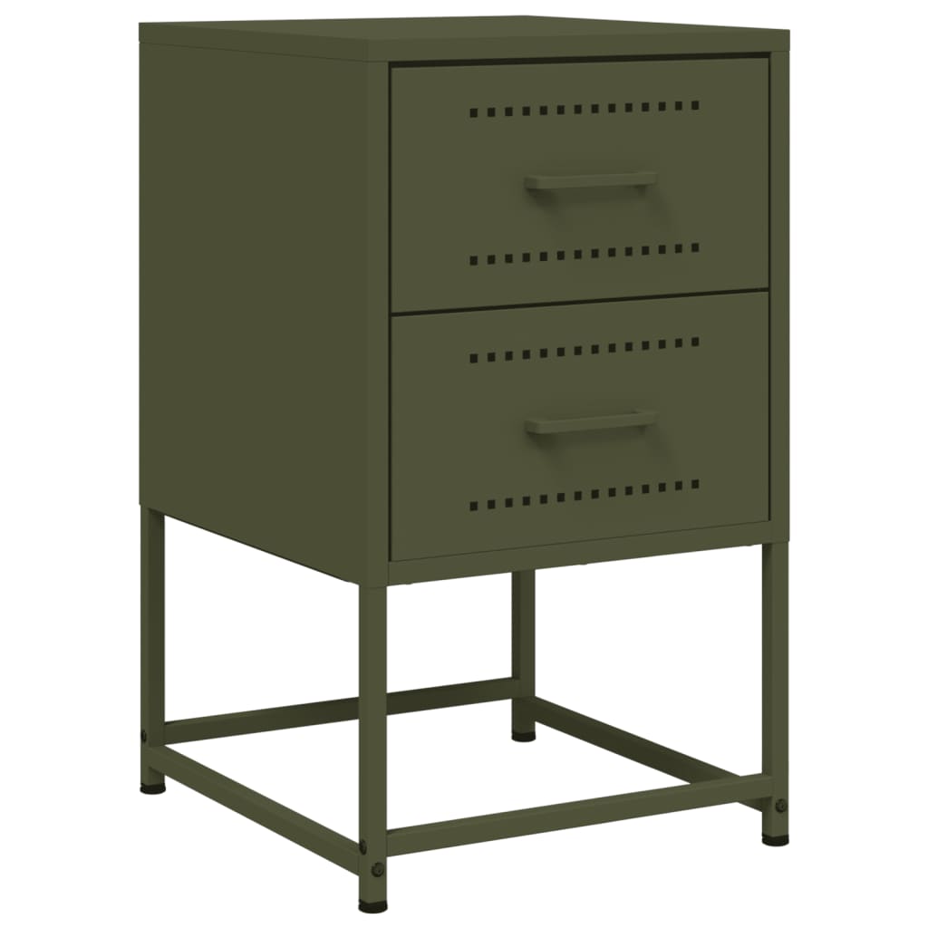Bedside tables 2 pcs. Olive green 36x39x60.5 cm steel
