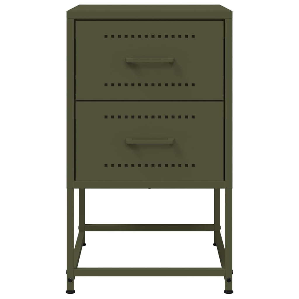 Bedside tables 2 pcs. Olive green 36x39x60.5 cm steel