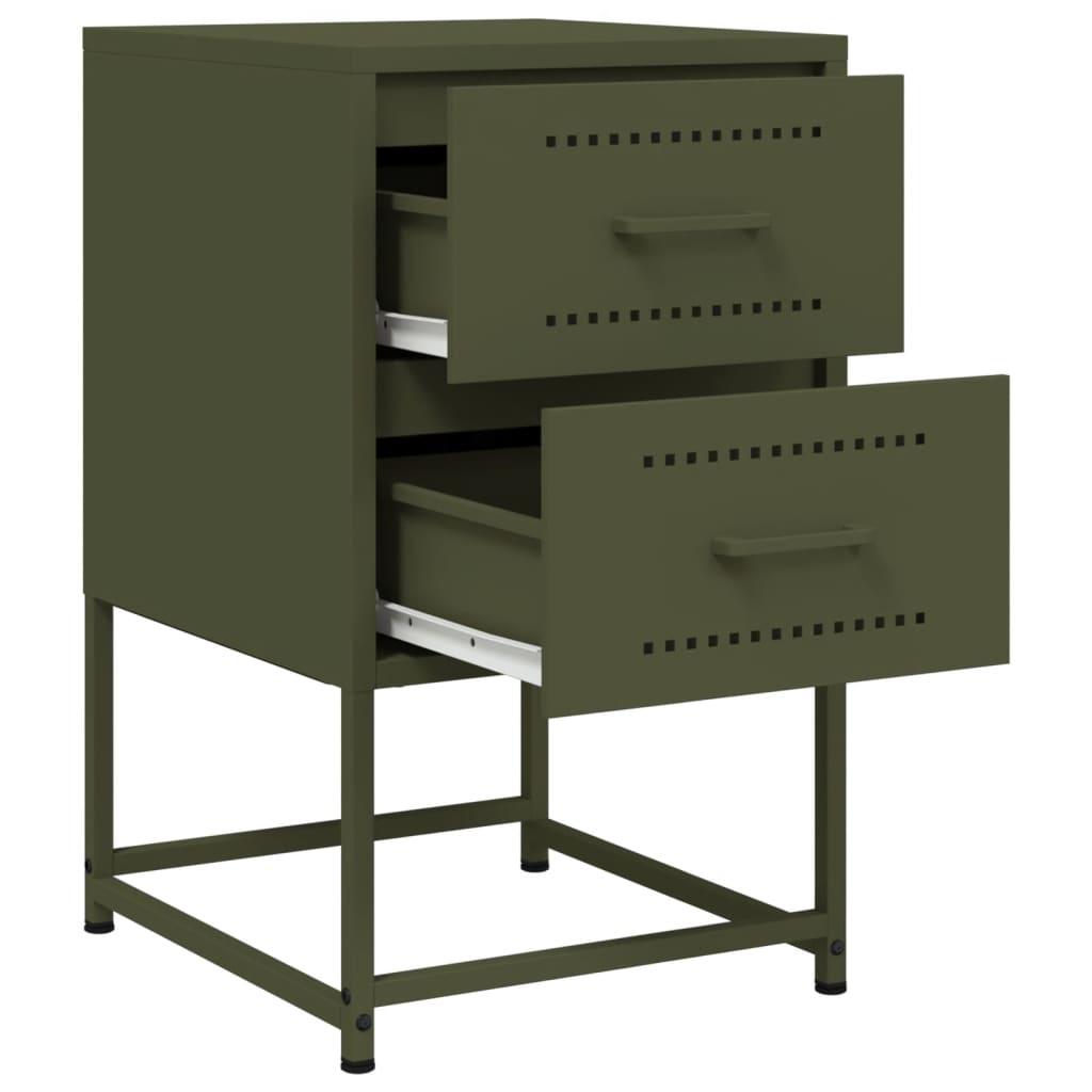 Bedside tables 2 pcs. Olive green 36x39x60.5 cm steel