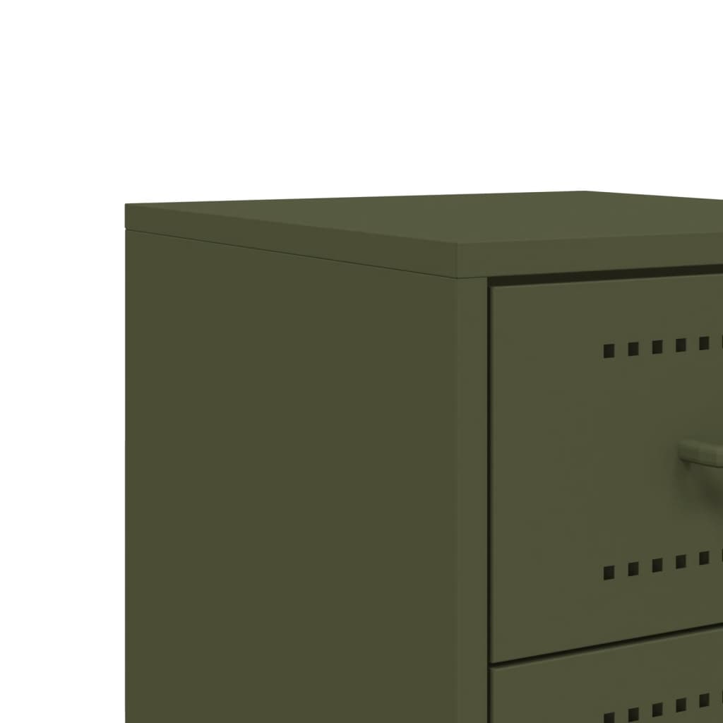 Bedside tables 2 pcs. Olive green 36x39x60.5 cm steel