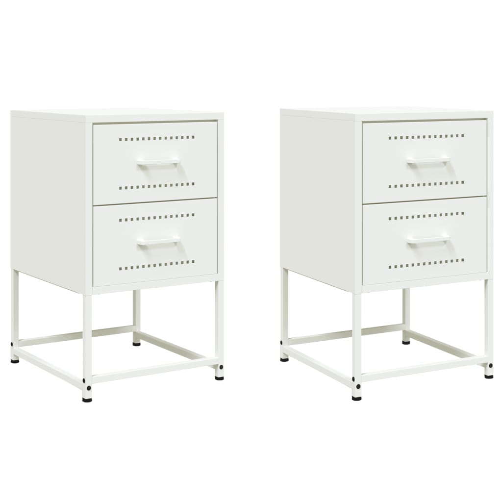 Tables de chevet 2 pcs. Blanc 36x39x60,5 cm en acier