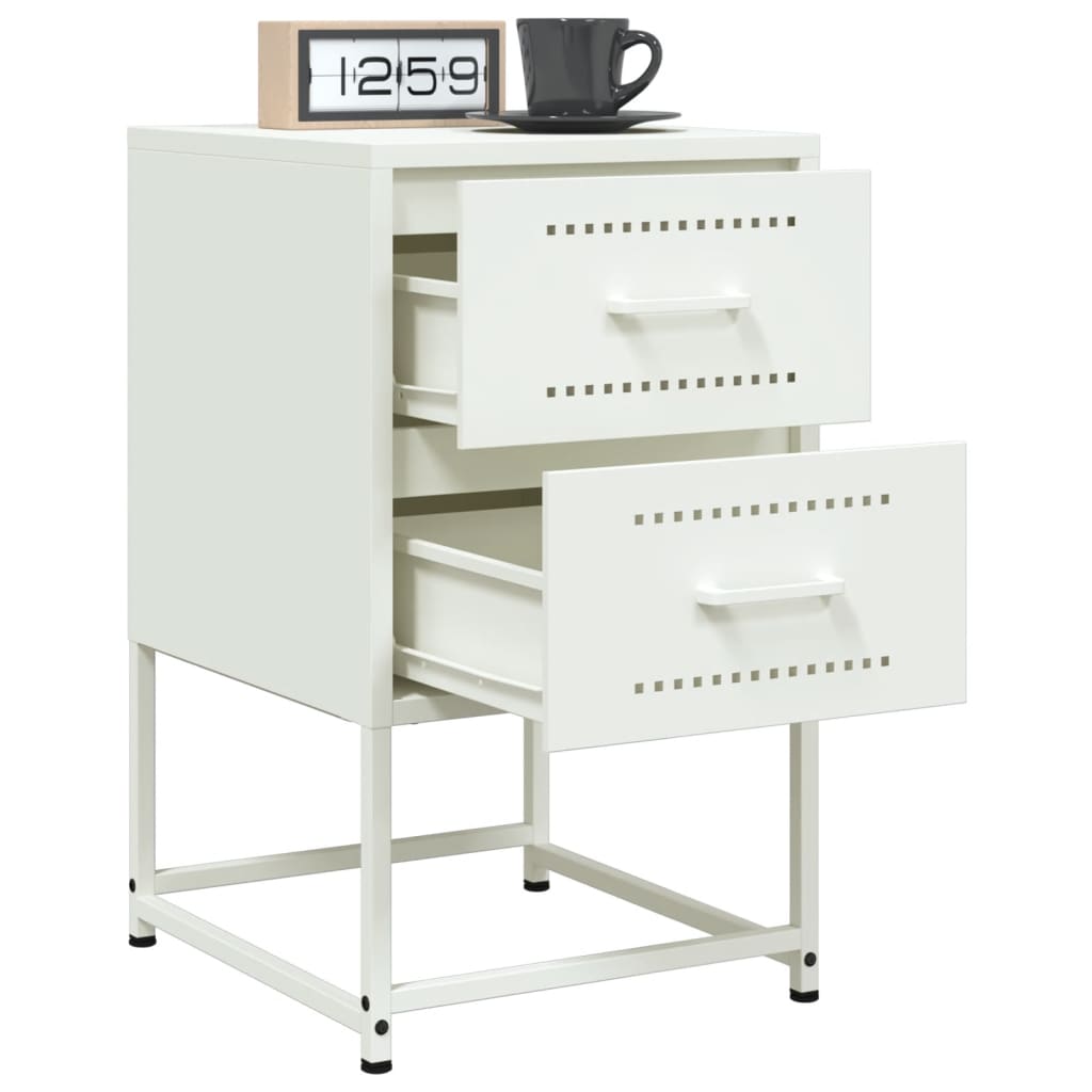 Tables de chevet 2 pcs. Blanc 36x39x60,5 cm en acier