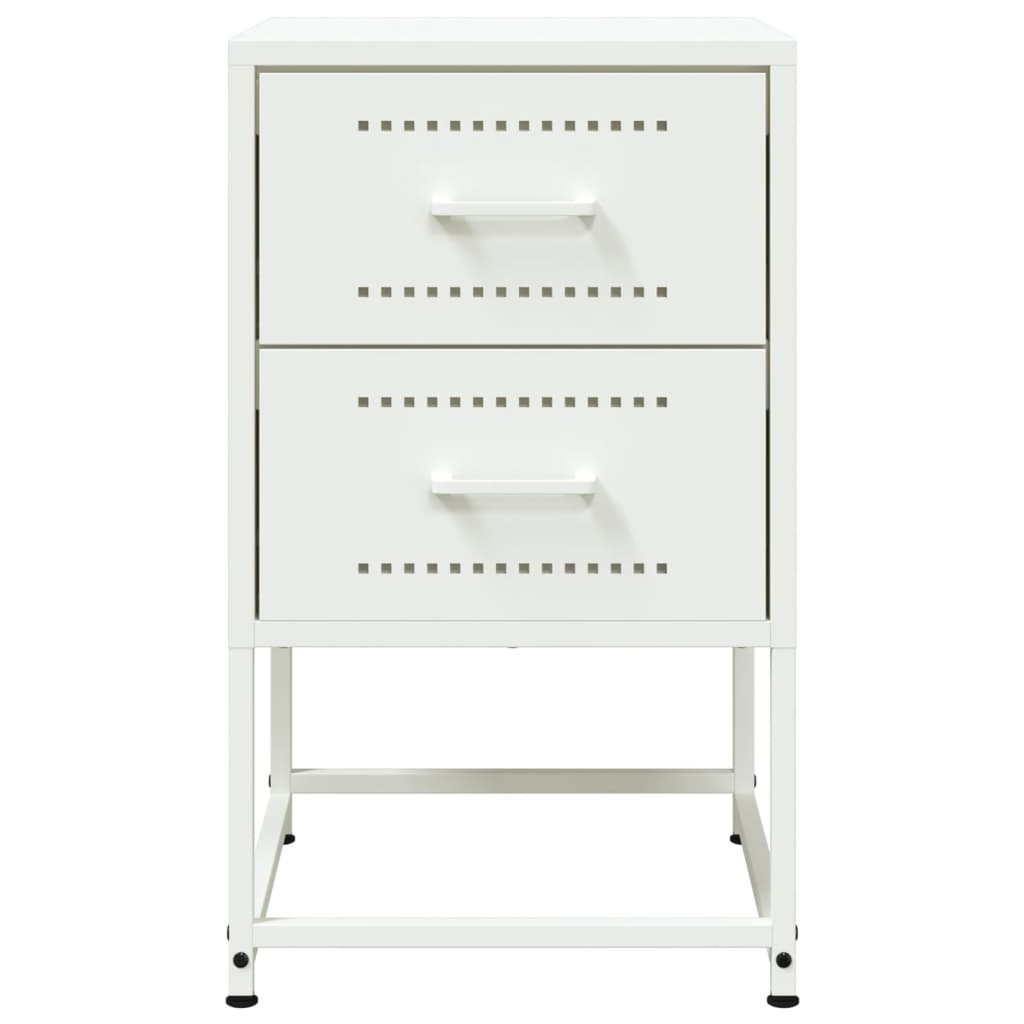 Tables de chevet 2 pcs. Blanc 36x39x60,5 cm en acier
