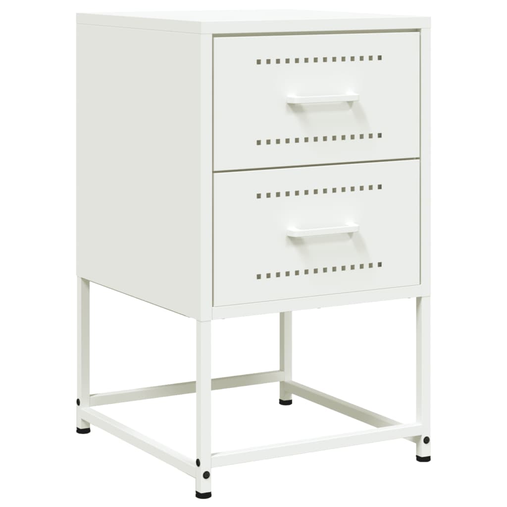 Tables de chevet 2 pcs. Blanc 36x39x60,5 cm en acier
