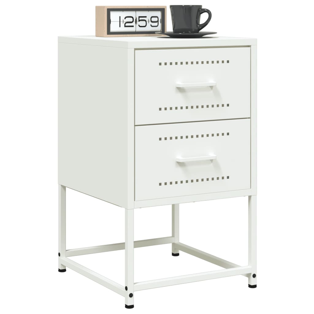 Tables de chevet 2 pcs. Blanc 36x39x60,5 cm en acier
