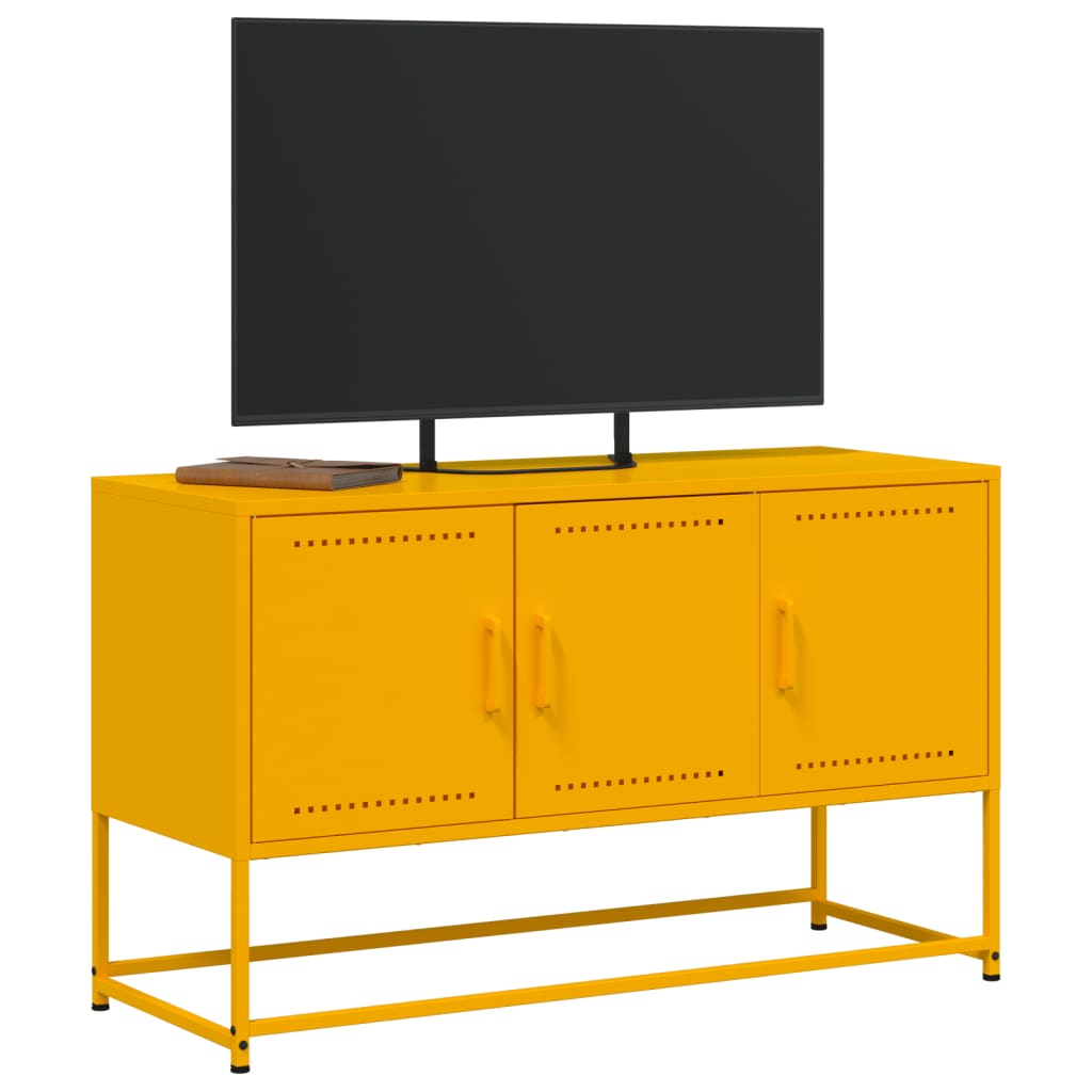 Meuble TV jaune moutarde 100,5x39x60,5 cm en acier