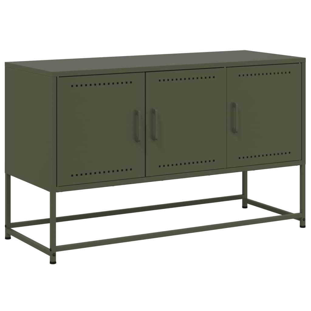 Meuble TV vert olive 100,5x39x60,5 cm en acier