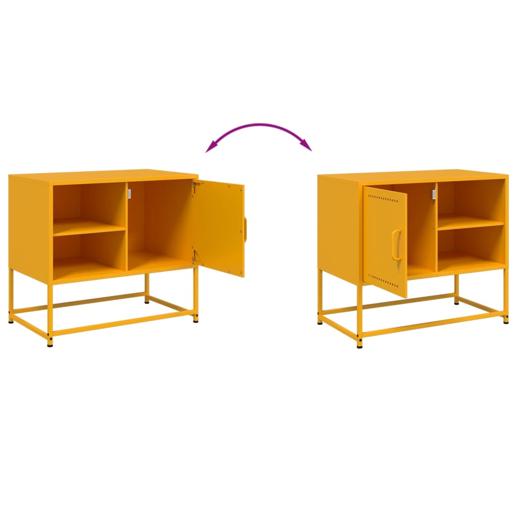 Meuble TV jaune moutarde 68x39x60,5 cm en acier
