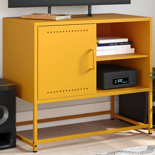 Meuble TV jaune moutarde 68x39x60,5 cm en acier