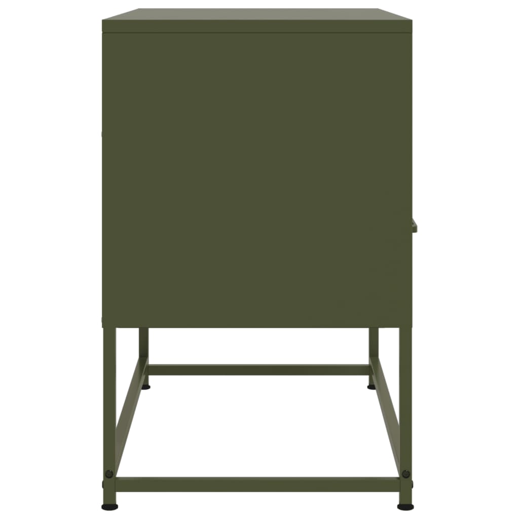 Meuble TV vert olive 68x39x60,5 cm en acier