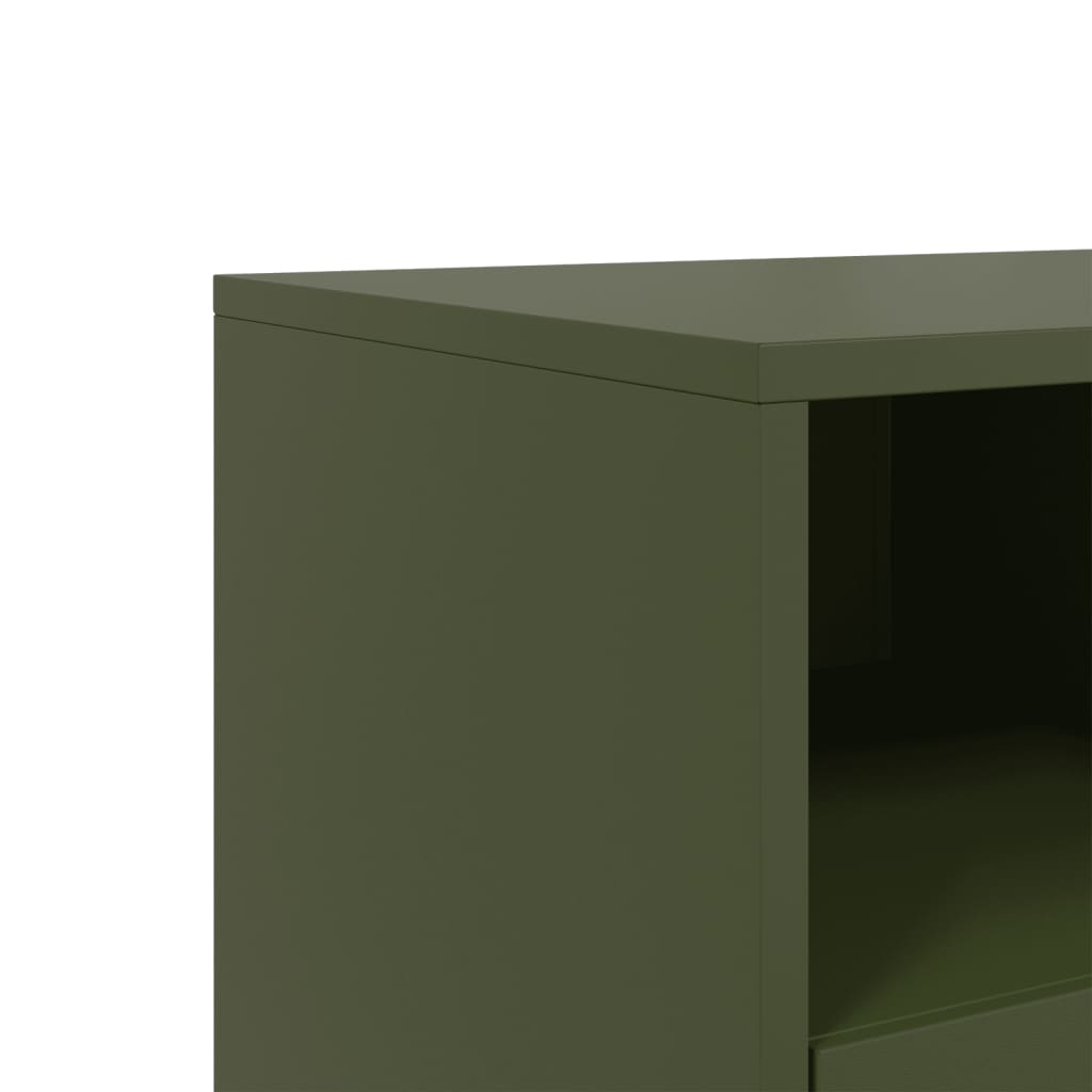 Meuble TV vert olive 68x39x60,5 cm en acier