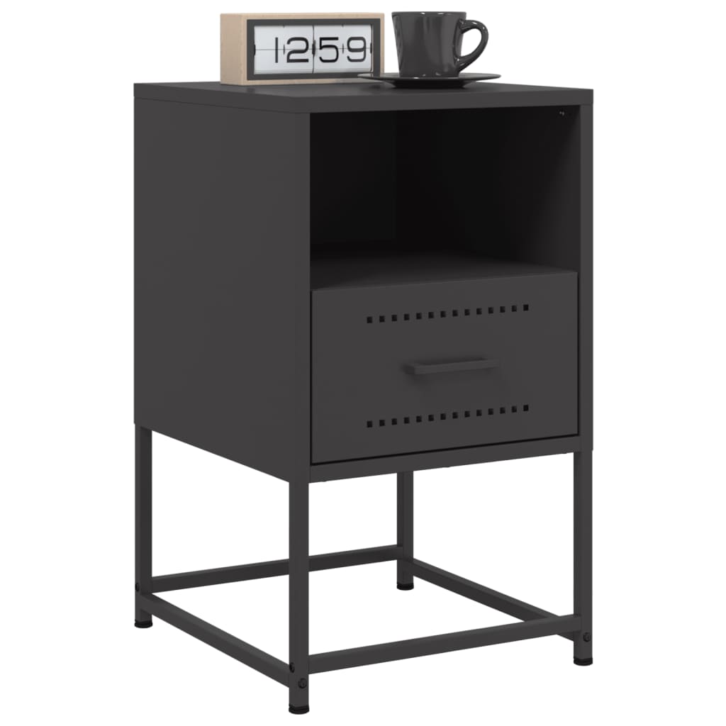 Tables de chevet 2 pcs. Noir 36x39x60,5 cm en acier