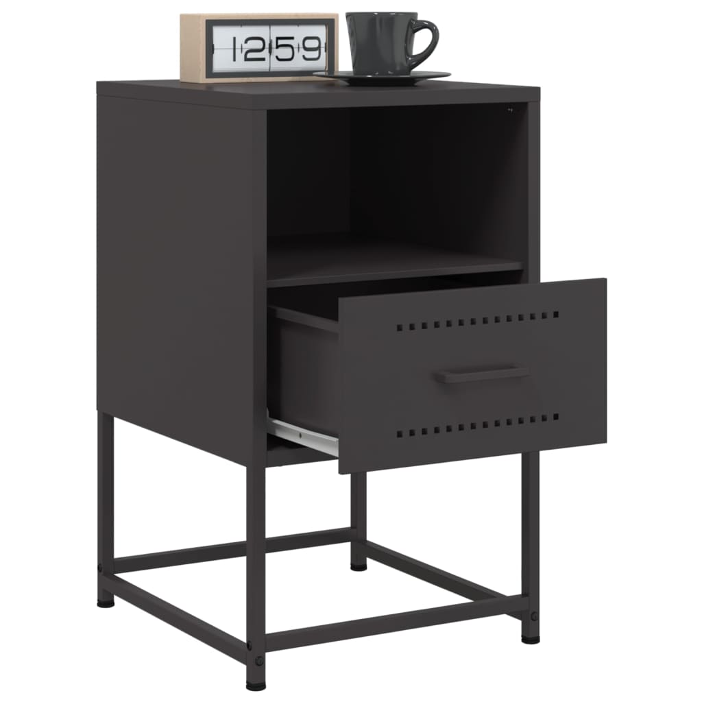 Tables de chevet 2 pcs. Noir 36x39x60,5 cm en acier