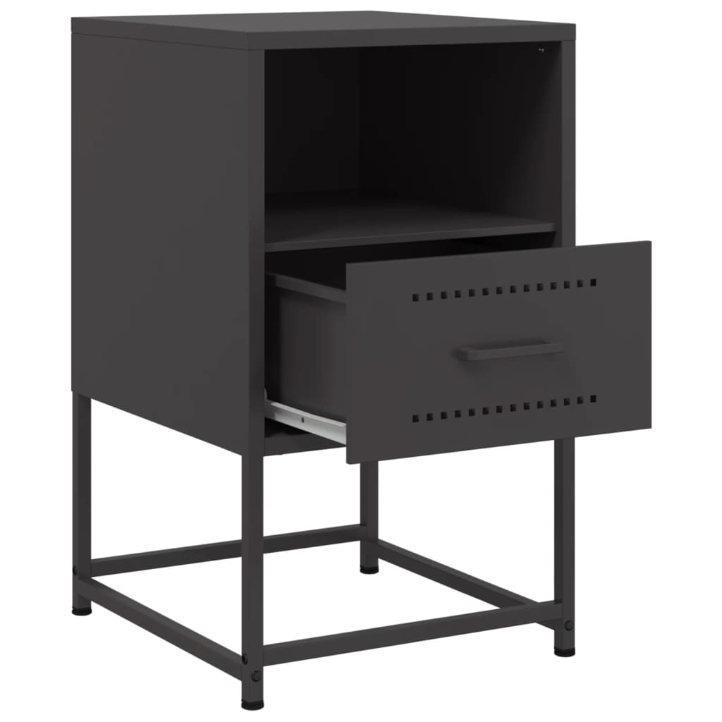 Tables de chevet 2 pcs. Noir 36x39x60,5 cm en acier