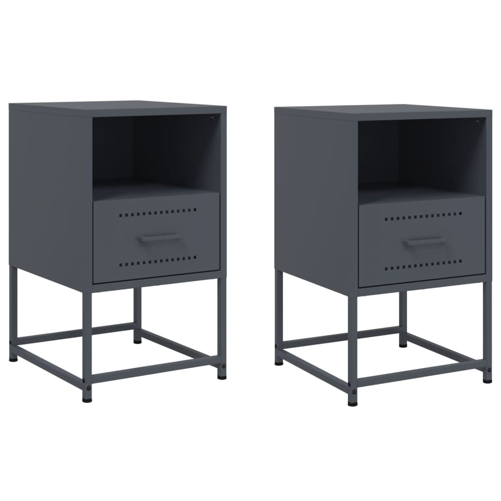 Bedside tables 2 pcs. Anthracite 36x39x60.5 cm steel