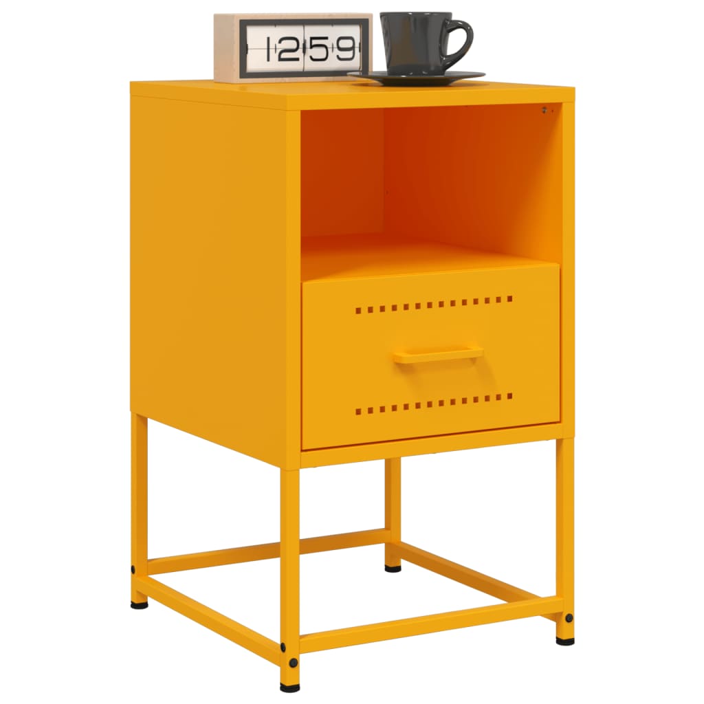 Tables de chevet 2 pcs. Jaune moutarde 36x39x60,5 cm en acier