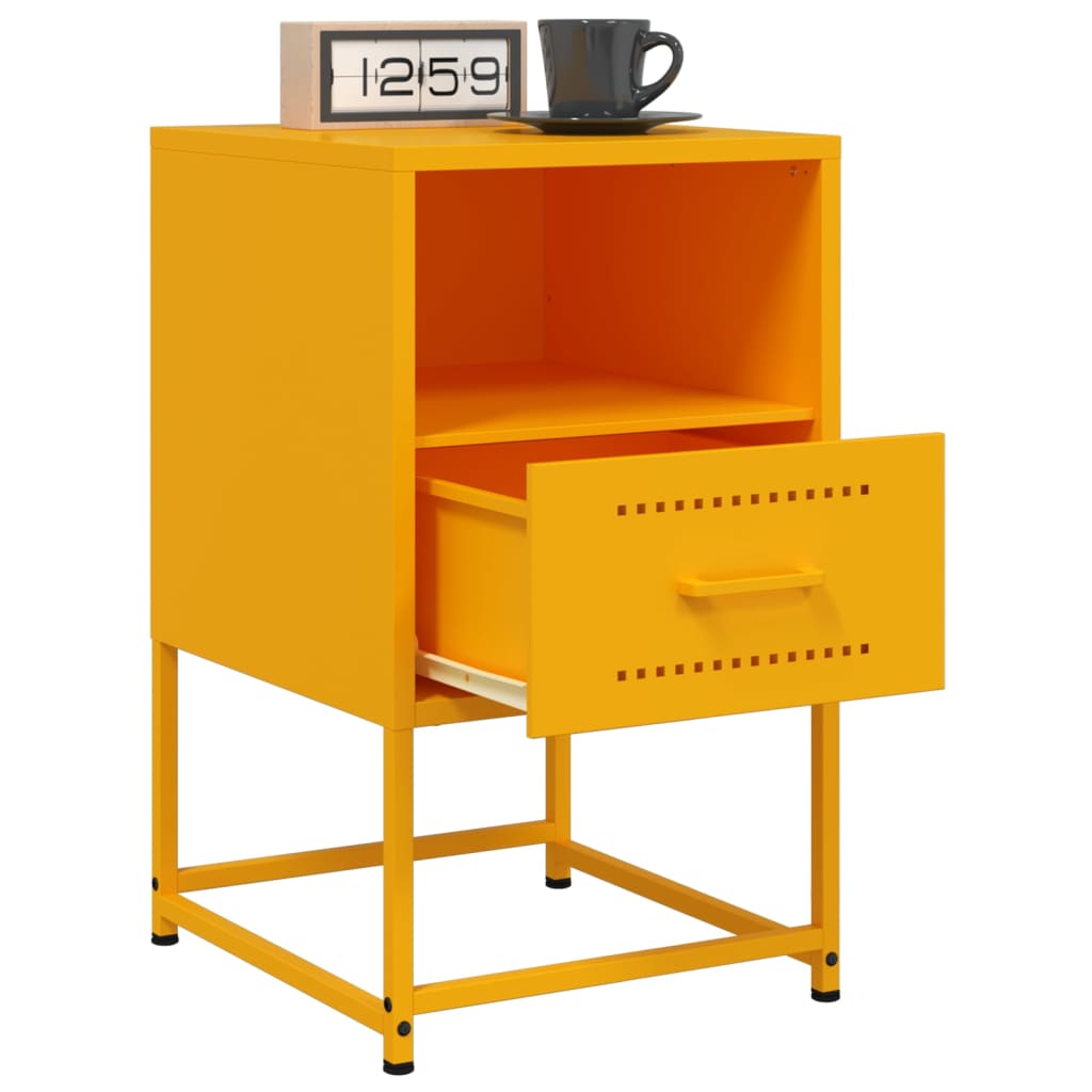 Tables de chevet 2 pcs. Jaune moutarde 36x39x60,5 cm en acier