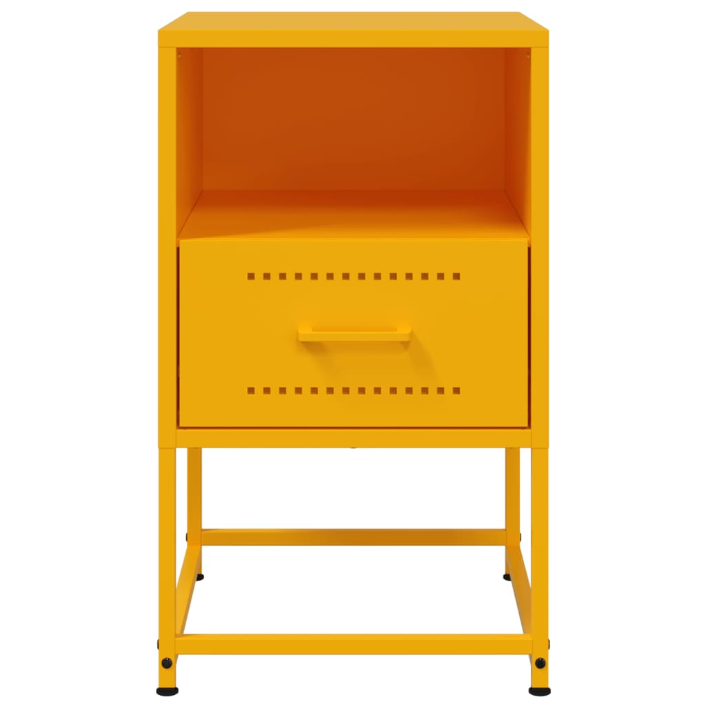 Tables de chevet 2 pcs. Jaune moutarde 36x39x60,5 cm en acier