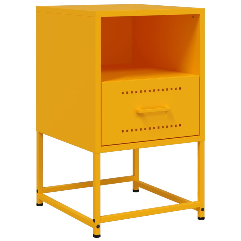Tables de chevet 2 pcs. Jaune moutarde 36x39x60,5 cm en acier