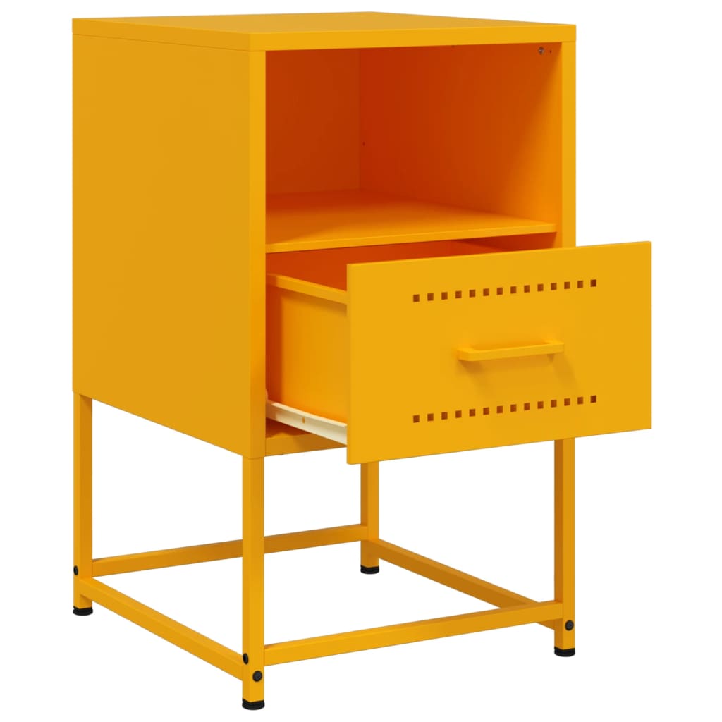 Tables de chevet 2 pcs. Jaune moutarde 36x39x60,5 cm en acier