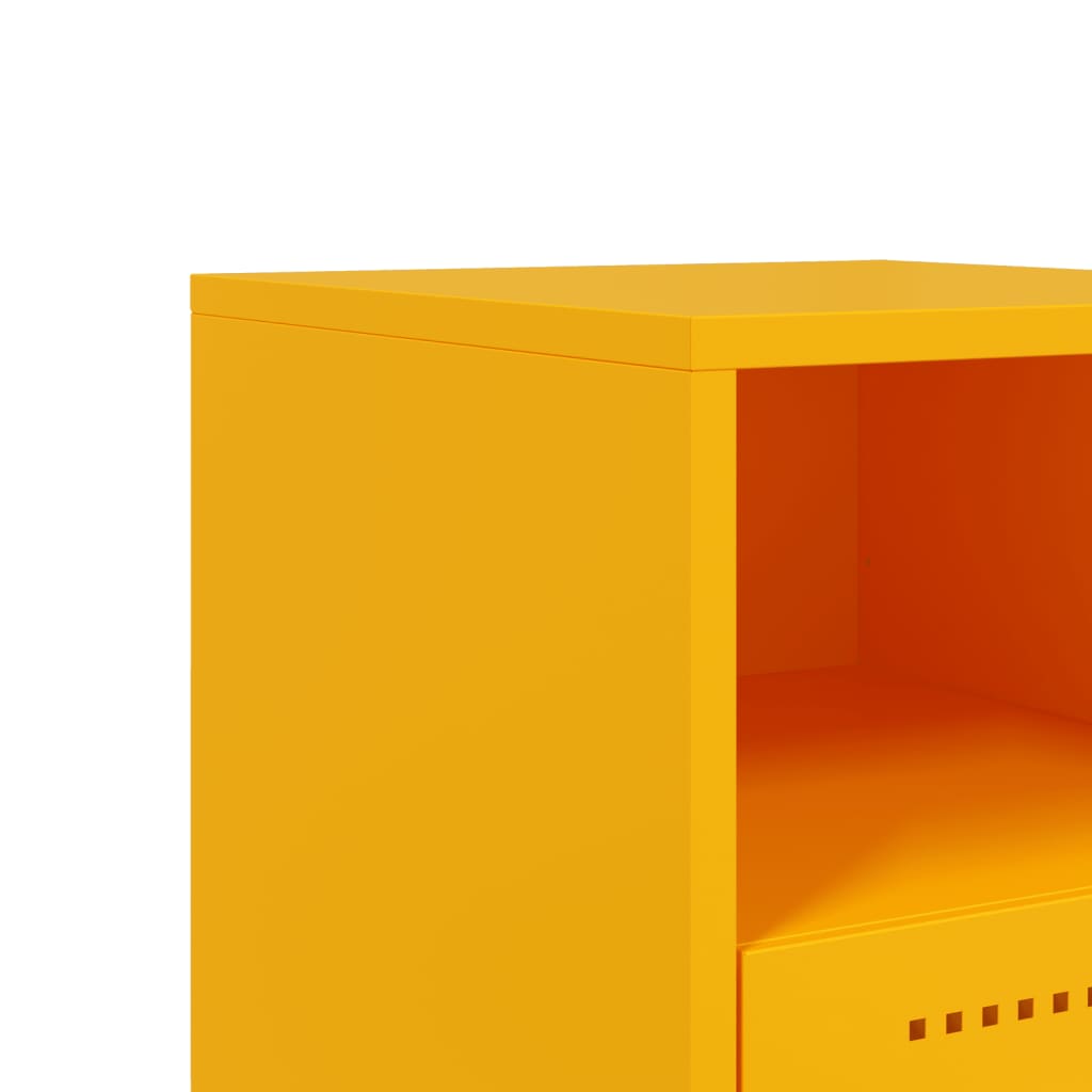 Tables de chevet 2 pcs. Jaune moutarde 36x39x60,5 cm en acier