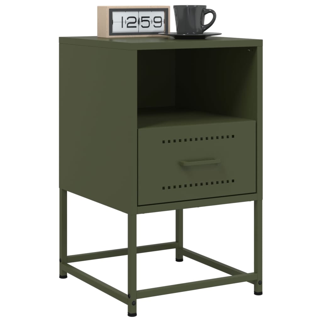 Bedside tables 2 pcs. Olive green 36x39x60.5 cm steel