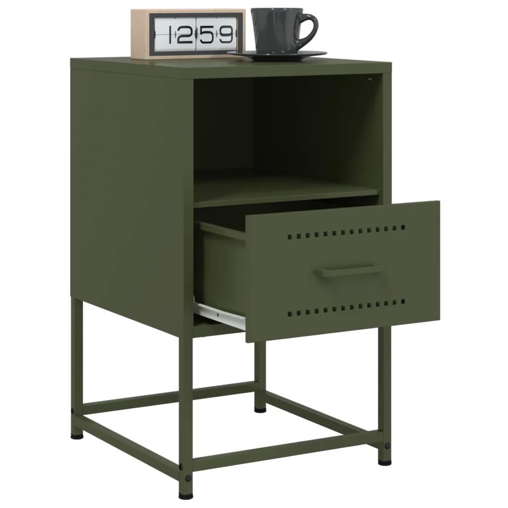 Bedside tables 2 pcs. Olive green 36x39x60.5 cm steel