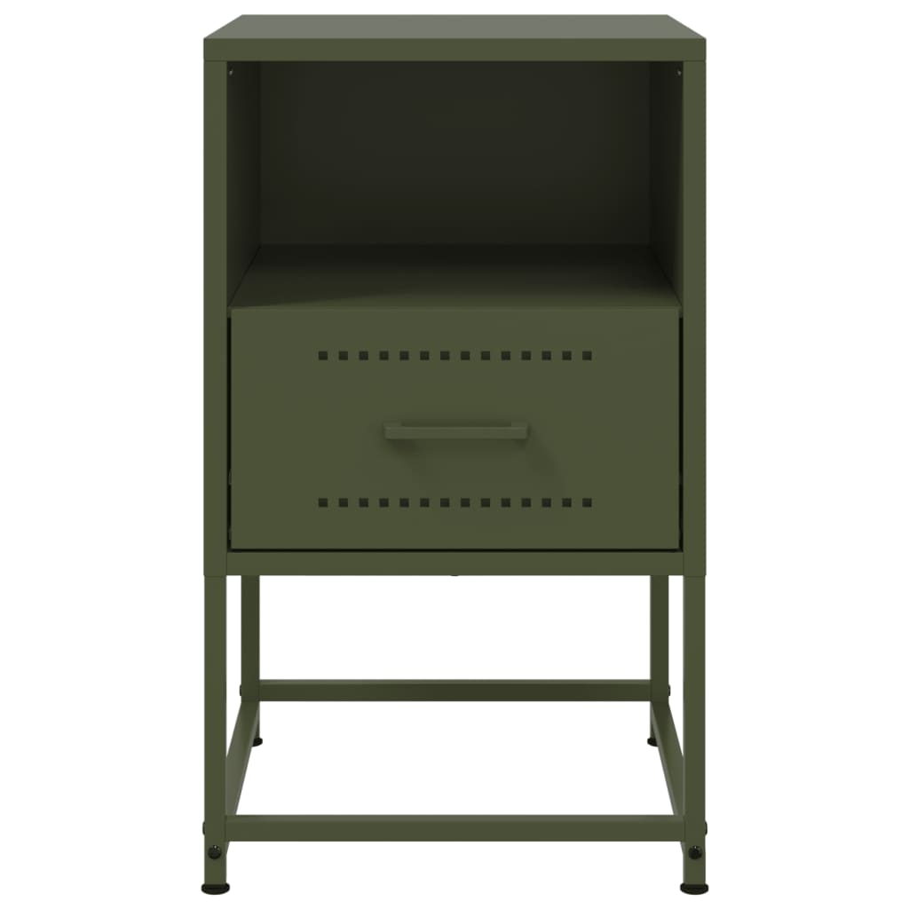 Bedside tables 2 pcs. Olive green 36x39x60.5 cm steel