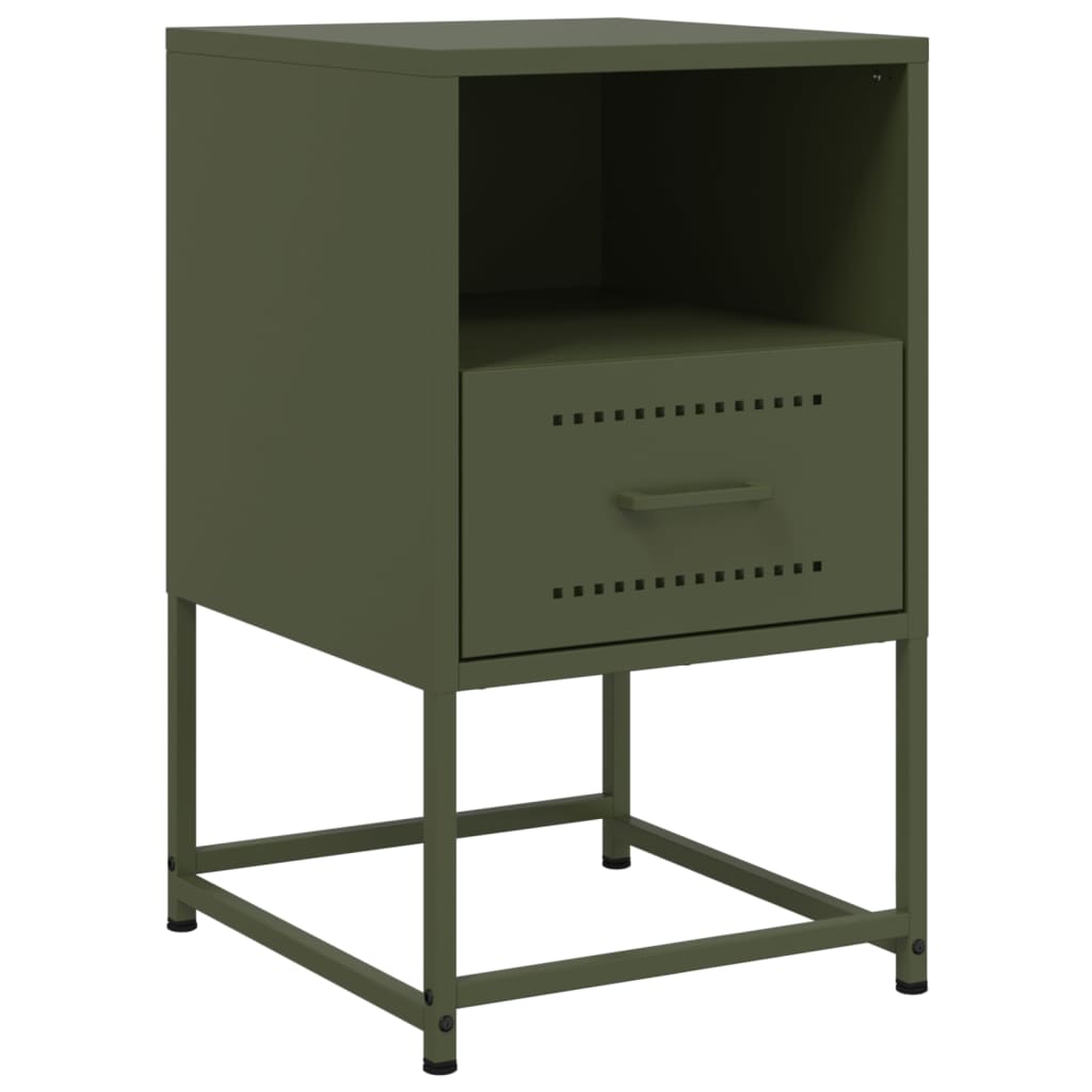 Bedside tables 2 pcs. Olive green 36x39x60.5 cm steel