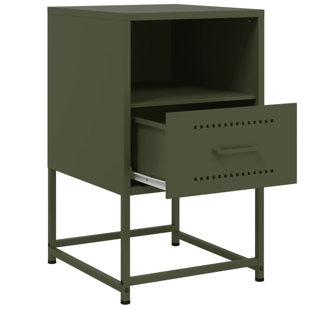 Bedside tables 2 pcs. Olive green 36x39x60.5 cm steel