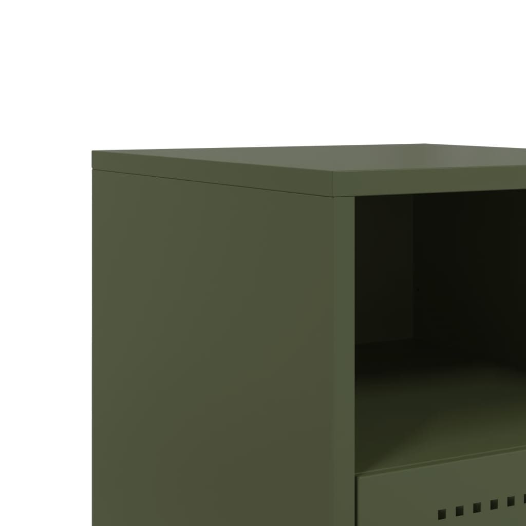 Bedside tables 2 pcs. Olive green 36x39x60.5 cm steel