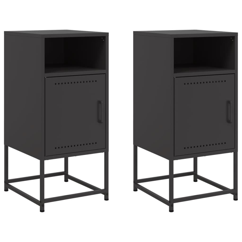 Tables de chevet 2 pcs. Noir 36x39x78 cm acier