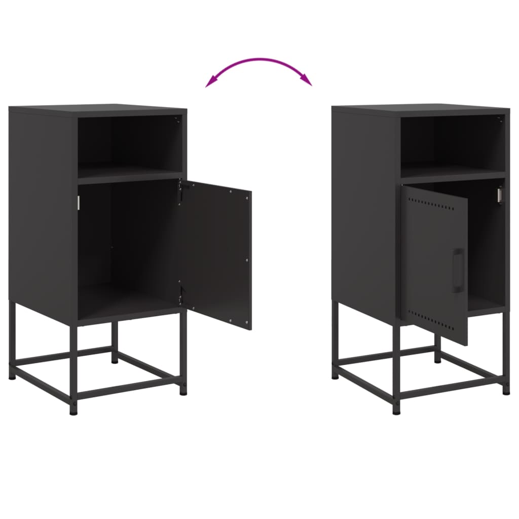 Tables de chevet 2 pcs. Noir 36x39x78 cm acier