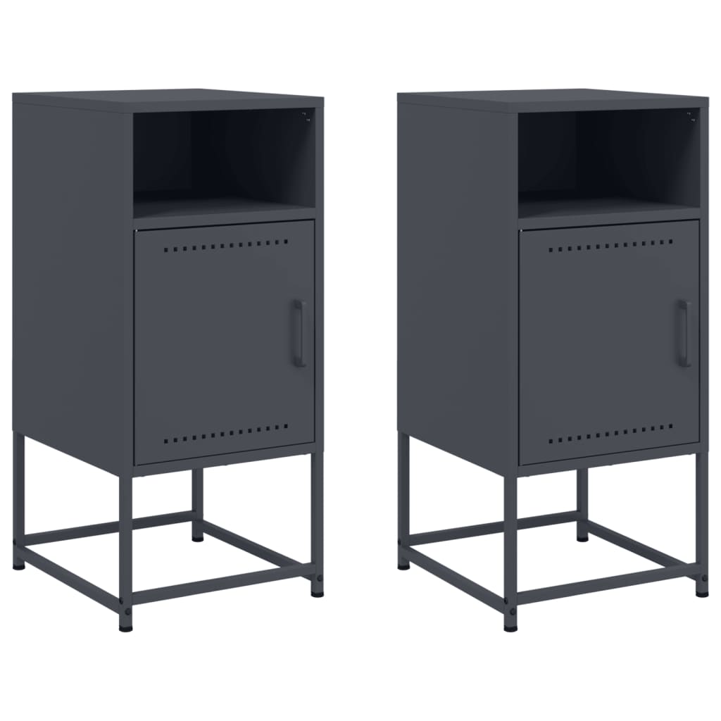 Bedside tables 2 pcs. Anthracite 36x39x78 cm steel