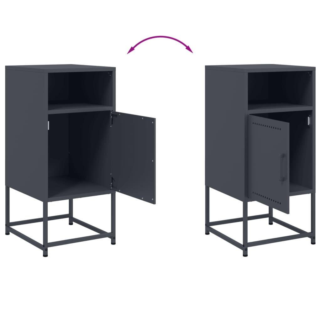 Bedside tables 2 pcs. Anthracite 36x39x78 cm steel