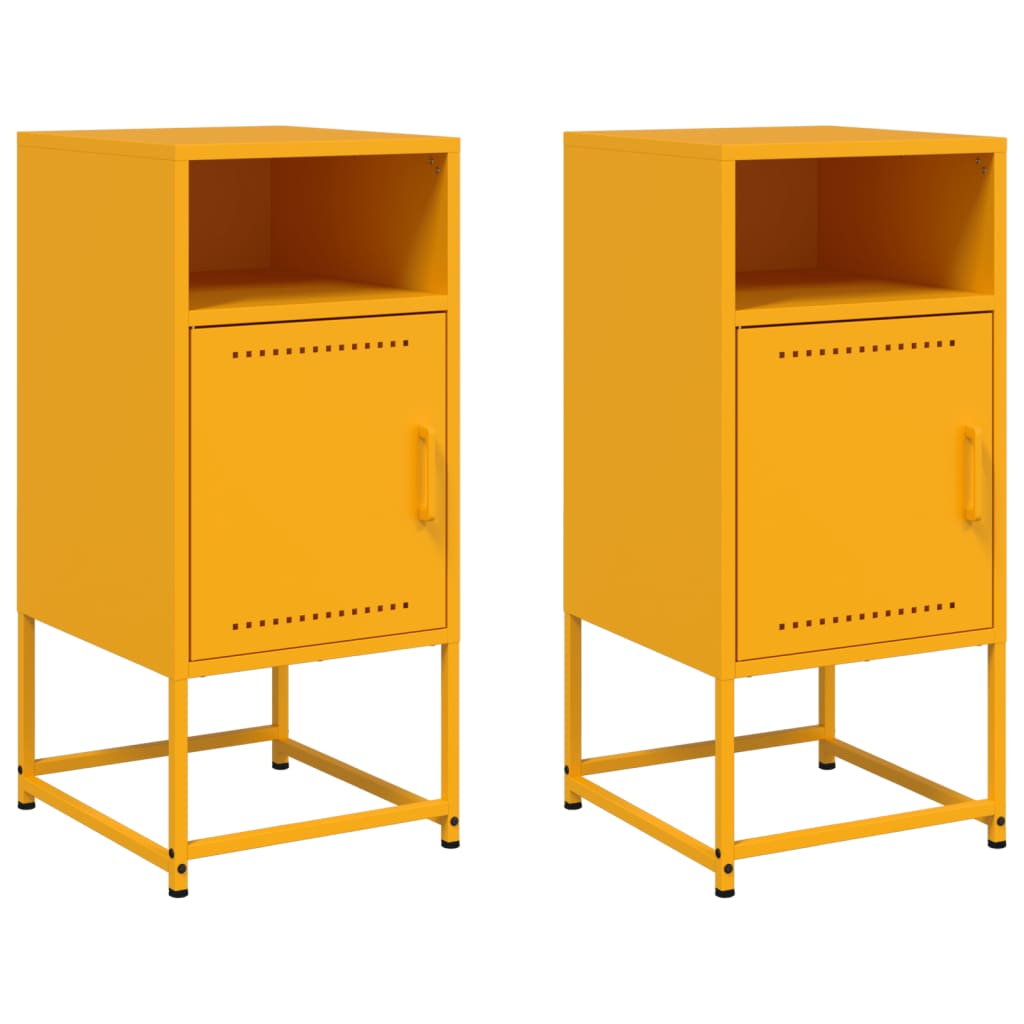 Tables de chevet 2 pcs. Jaune moutarde 36x39x78 cm en acier