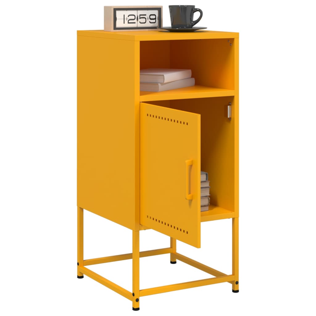Tables de chevet 2 pcs. Jaune moutarde 36x39x78 cm en acier
